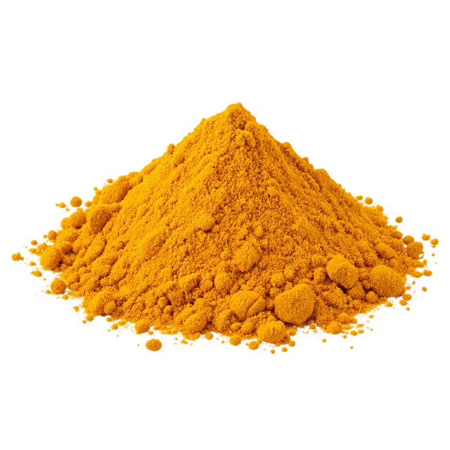 Illustration d’un tas de curcuma en poudre jaune-orangé